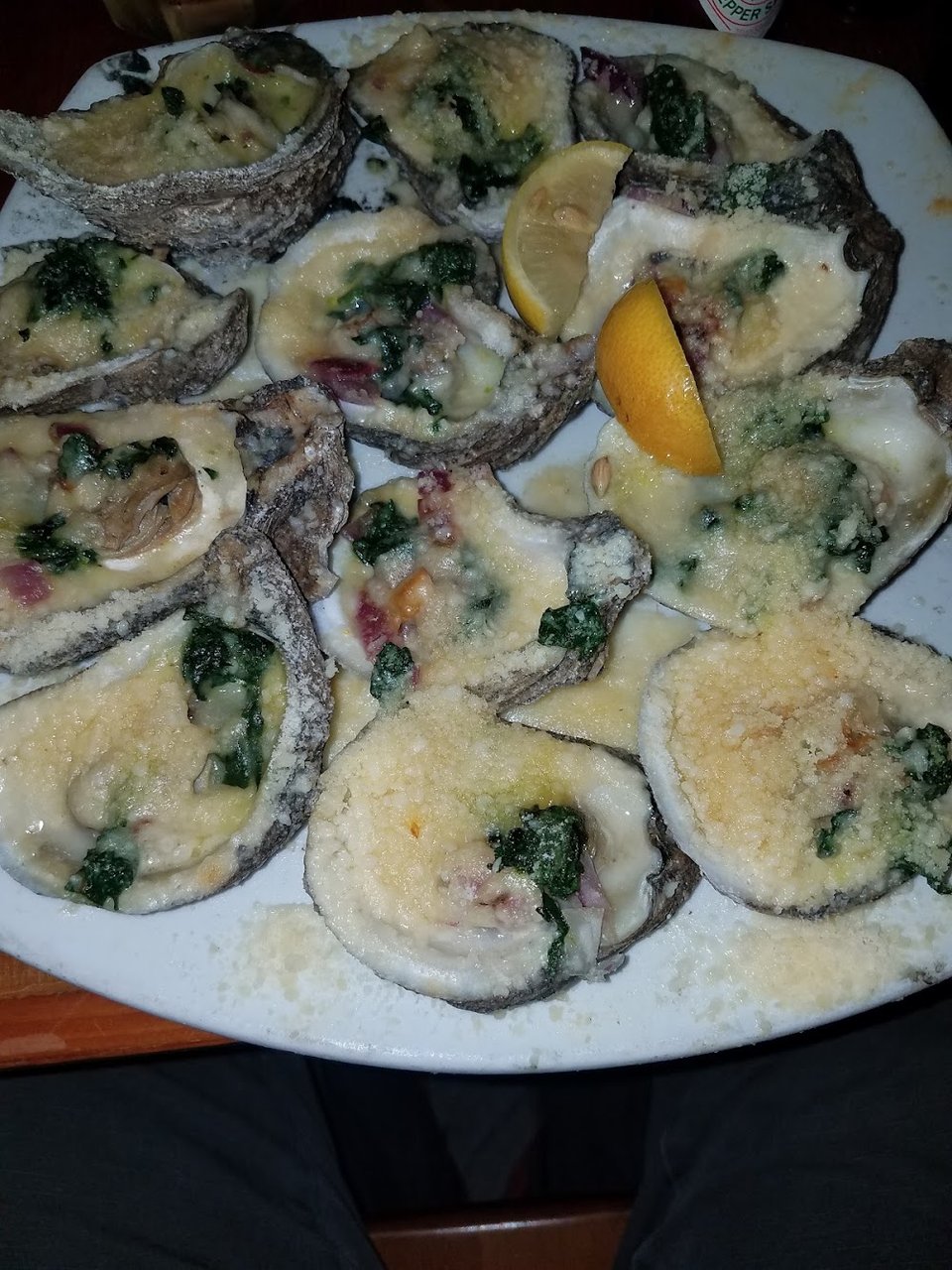Steak and oyster bar menu with varied choices.